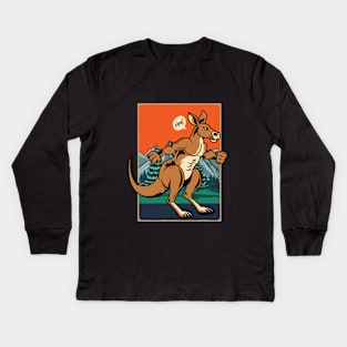 Kangaroo fighter in the big forest Kids Long Sleeve T-Shirt